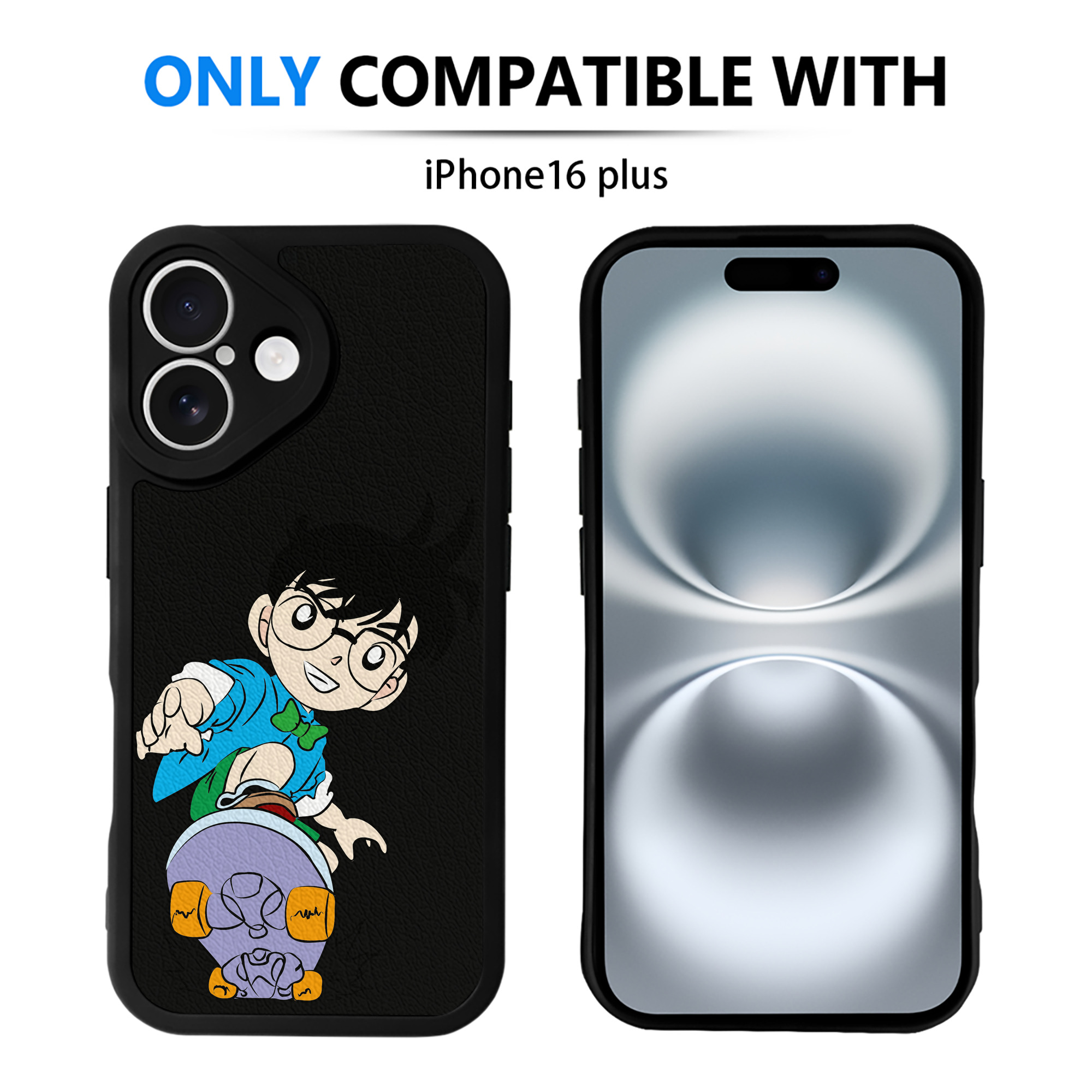 （画像用） 名探偵コナン 江戸川 コナン Detective Conan Conan Edogawa 【iPhone 16シリーズ対応】シリコンスマホケース（レザー調） 材質：シリコン